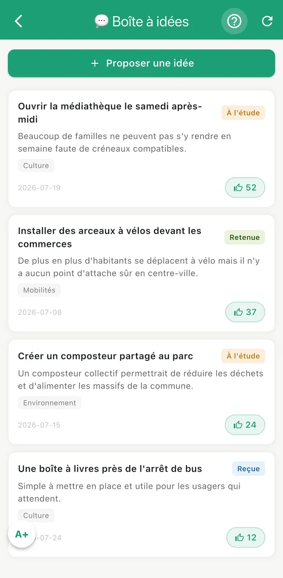 La boîte à idées et les sondages