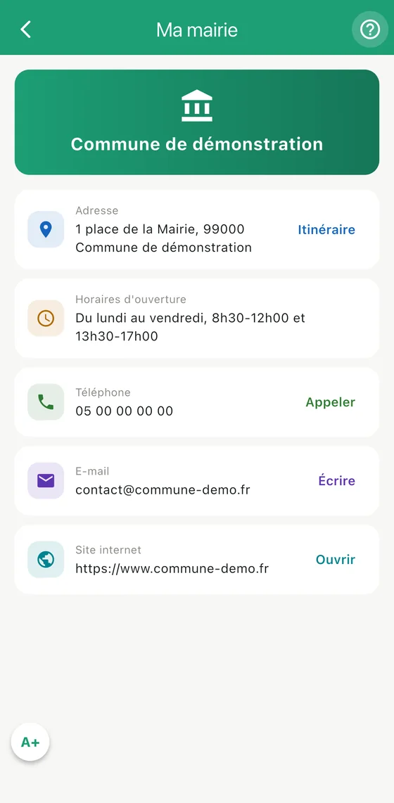 La fiche de la mairie : horaires, contacts, élus